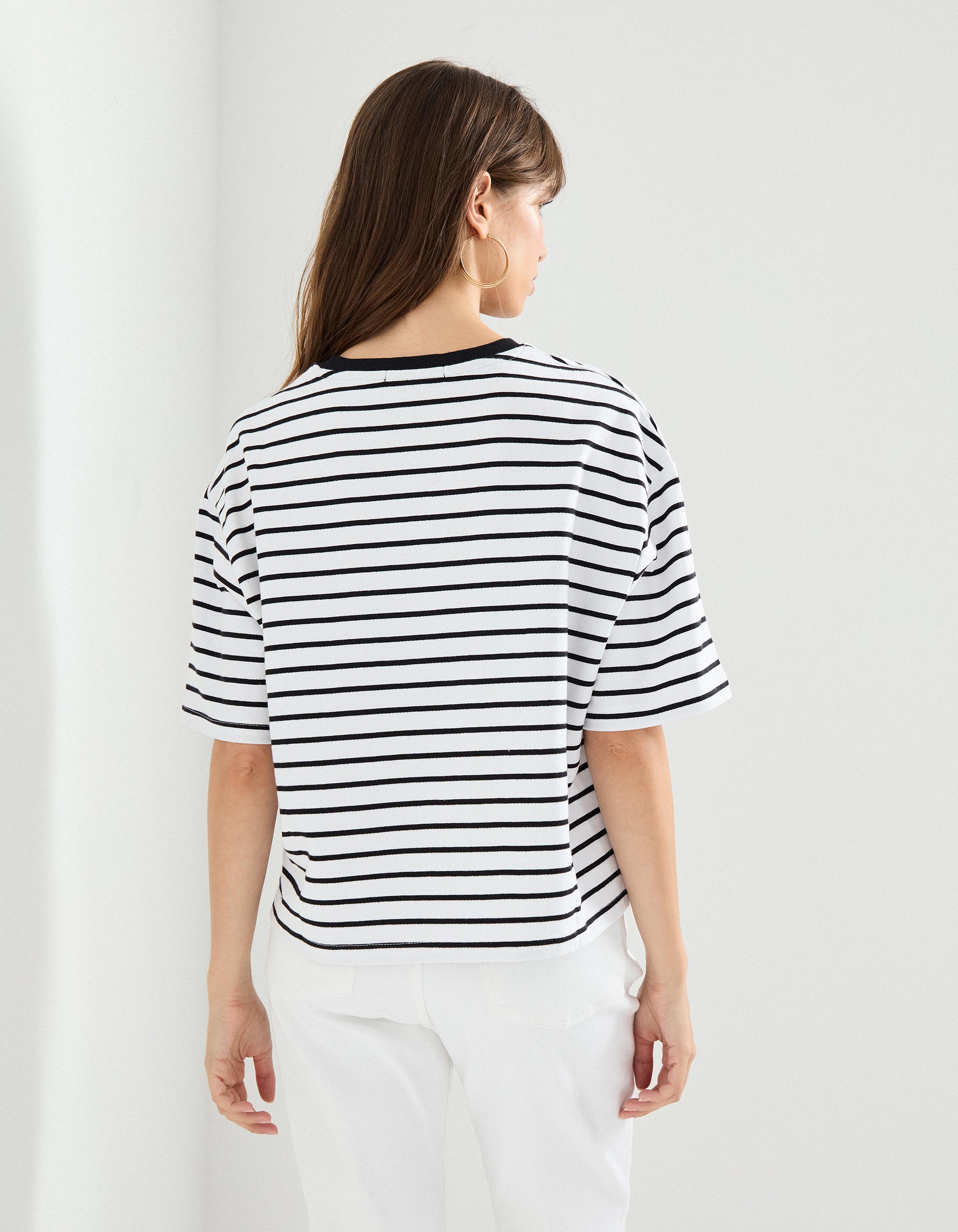 T-shirt Riscas, Mulher, Preto
