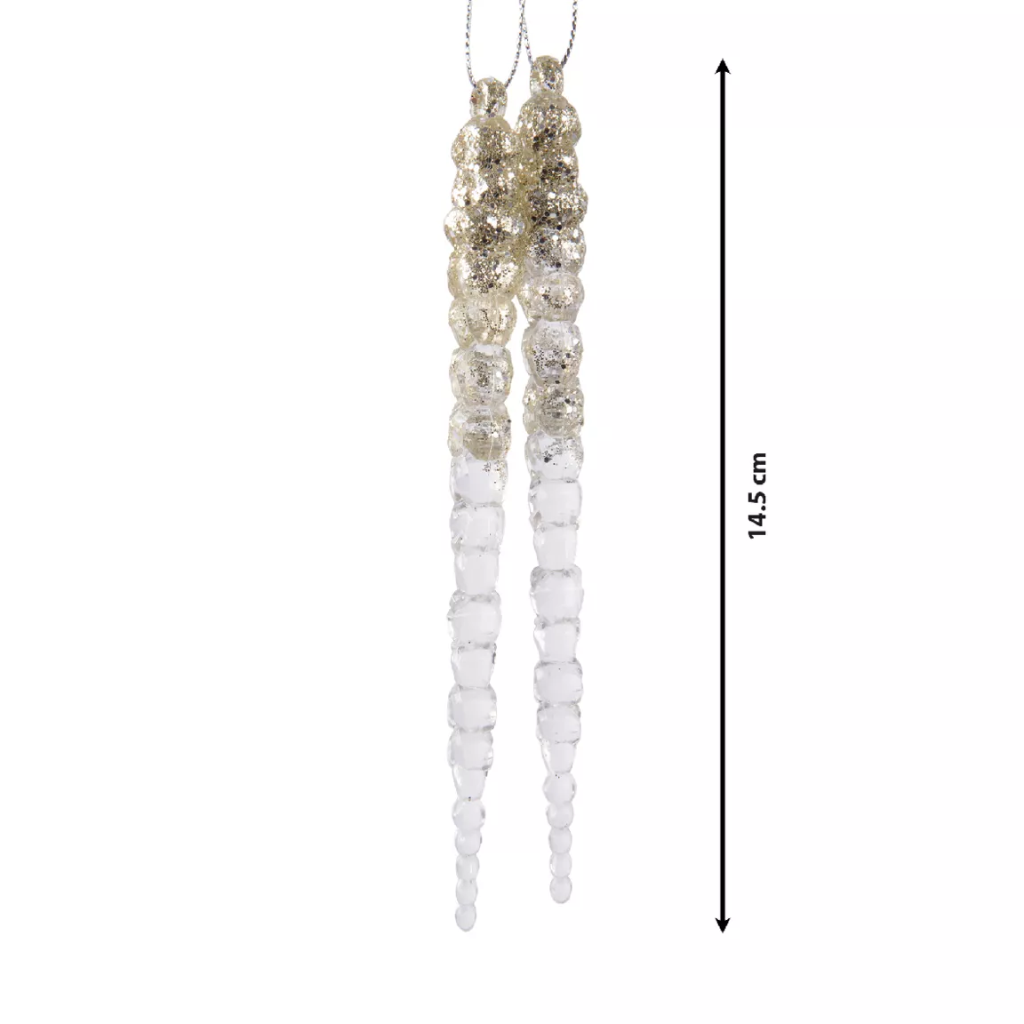 Lot de 2 stalactites à suspendre (H14 cm) Glace Transparent doré