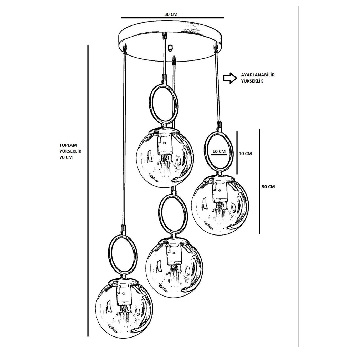Sheen Suspension Morino blanche - 70x30 cm