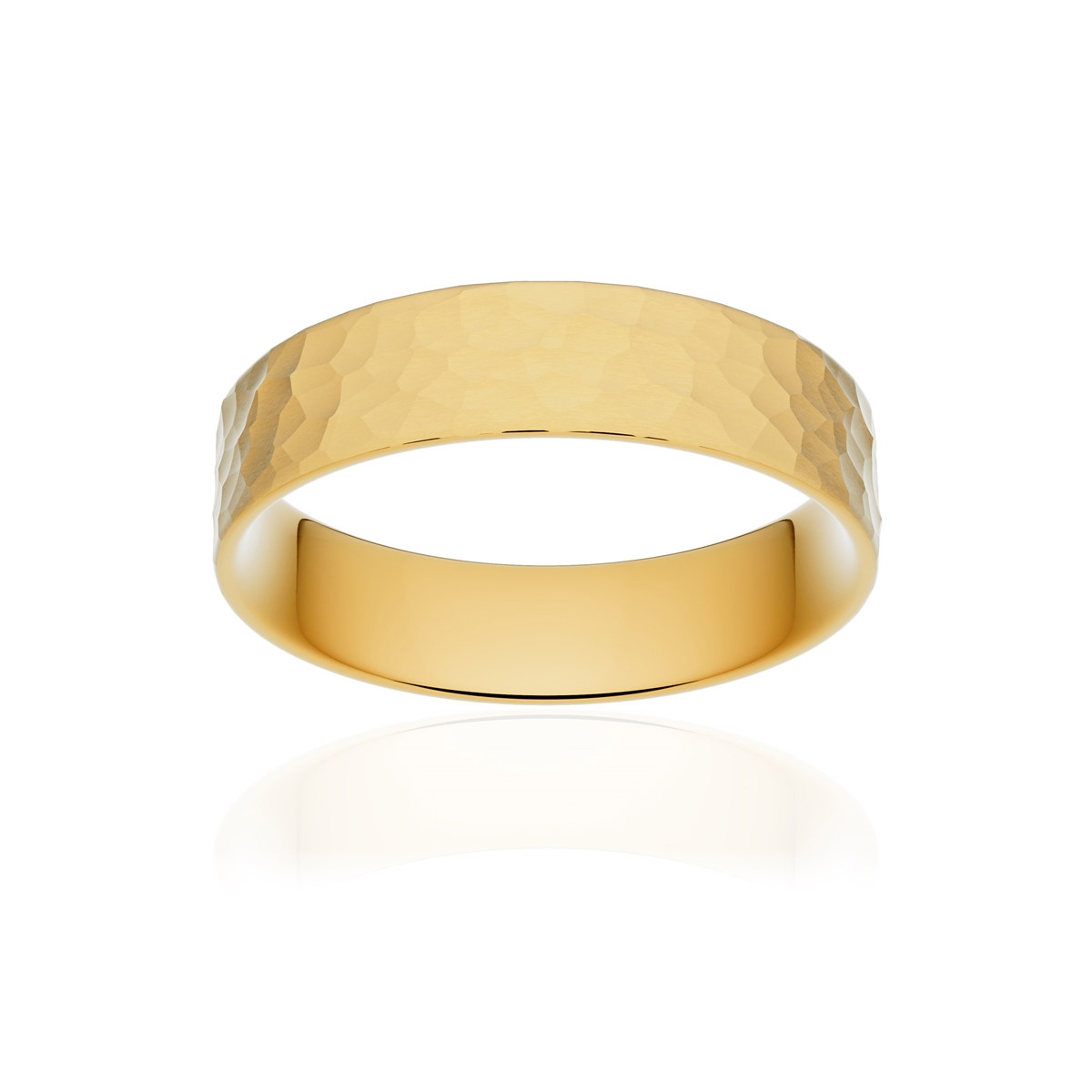 Alliance or 375 jaune martelé ruban plat confort 5mm