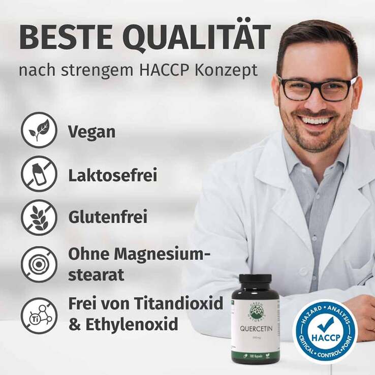 Green Naturals Quercetin 500 mg hochdosiert Kapseln , 180 St
