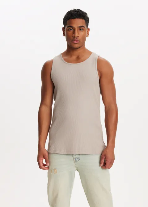 Basic tanktop rib bruin (TAUPE)