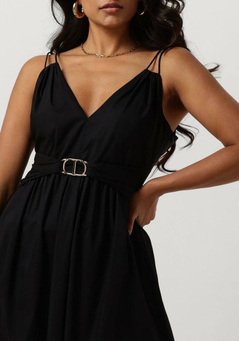 TWINSET MILANO zwarte twinset milano midi jurk woven dress