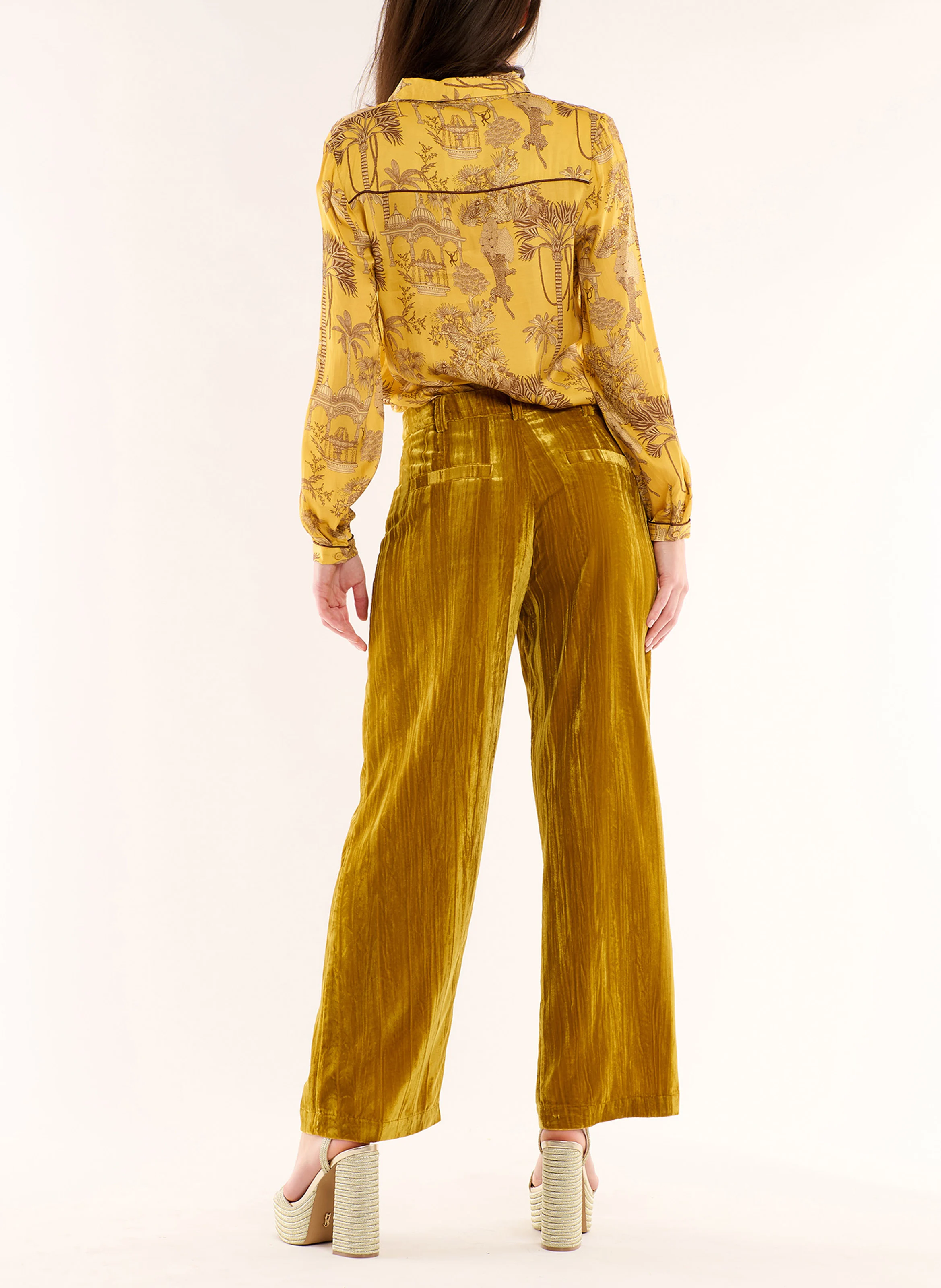 KOFFI - Pantalon large effet velours | Marron