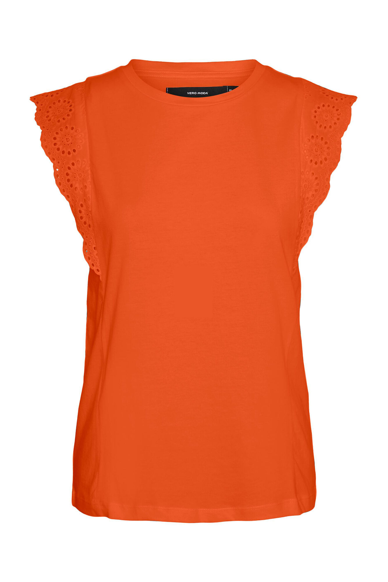 Blusa sem mangas com gola redonda - Laranja