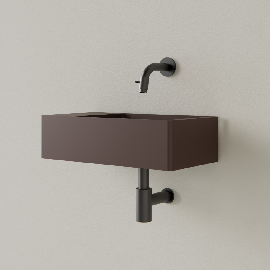 Sanigoods Luko fontein 40x22cm links zonder kraangat choco bruin