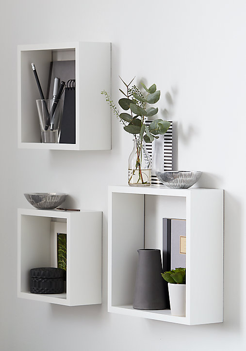 Lot de 3 étagères murales cubes modulables Rigga Form, blanc