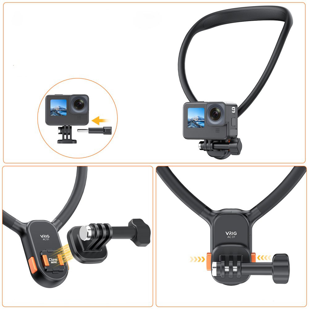 Magnetische Universal Nacken-Halterung für GoPro / Insta360 / DJI und weitere Actionkameras mit 1/4
