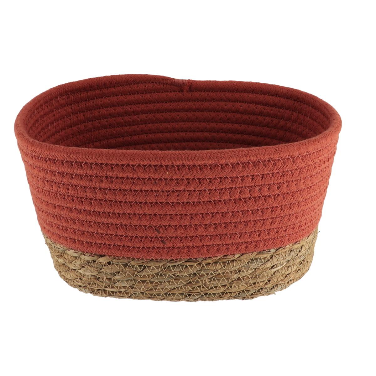 PANIER RECTANGLE COTON TERRACOTTA NATUREL 19X11X10CM