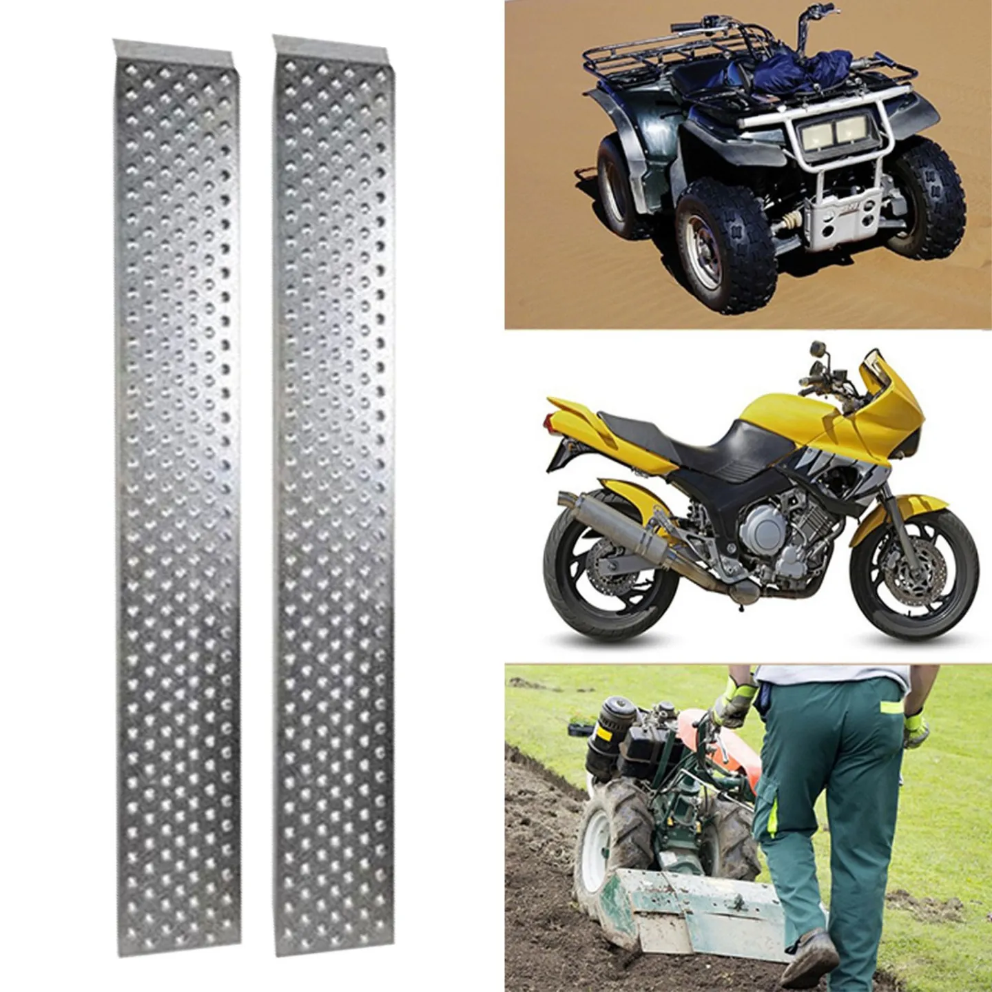 Lot de 2 rampes de chargement en acier galvanisé