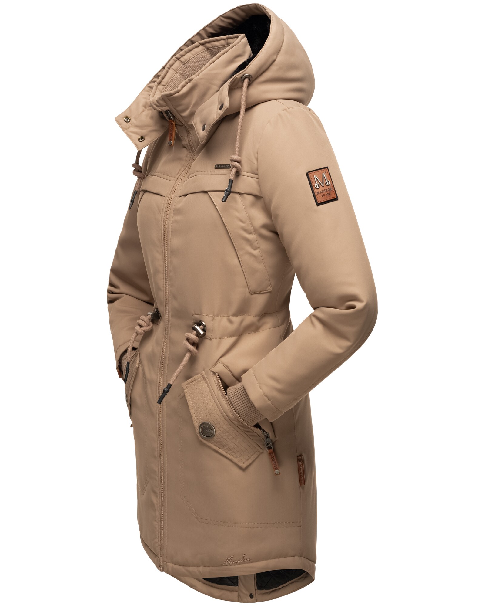 MARIKOO Damen Sportlicher Wintermantel Winterparka mit abnehmbare Kapuze Kamii
