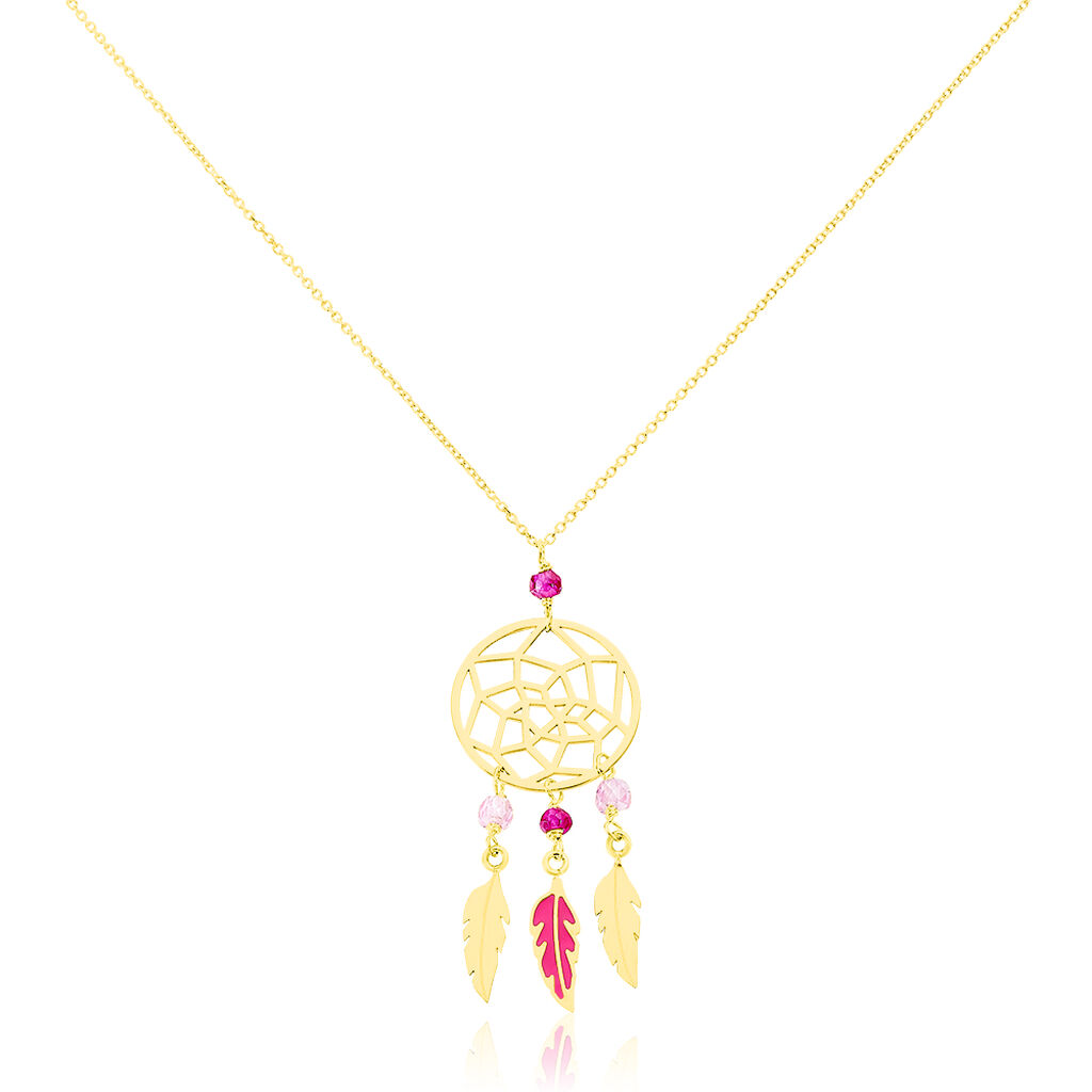 Collier Marion Attrape Reve Plumes Or Jaune