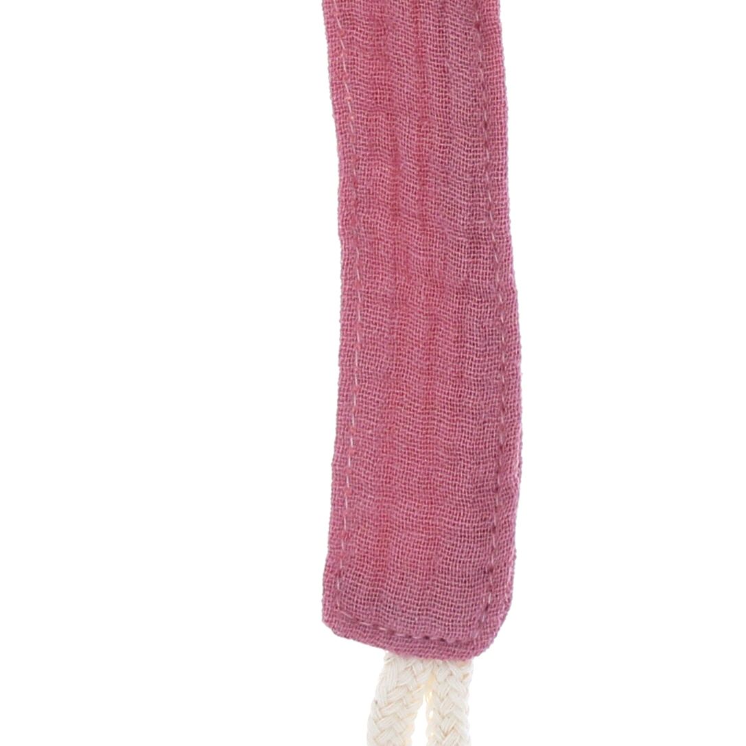 Attache tétine cœur gaze de coton rose Amande