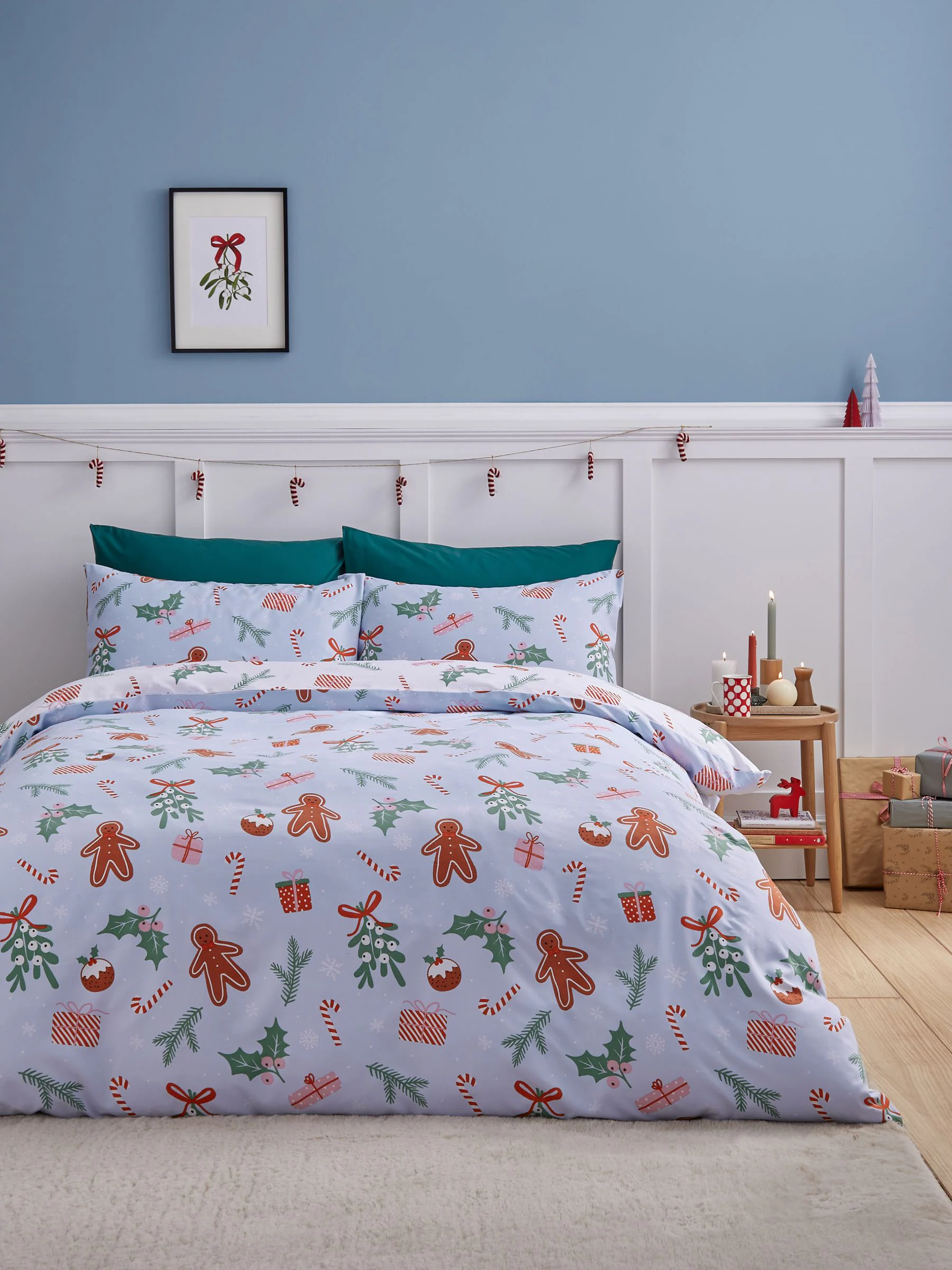 Catherine Lansfield kerstdekbedovertrek met peperkoeken mannetje