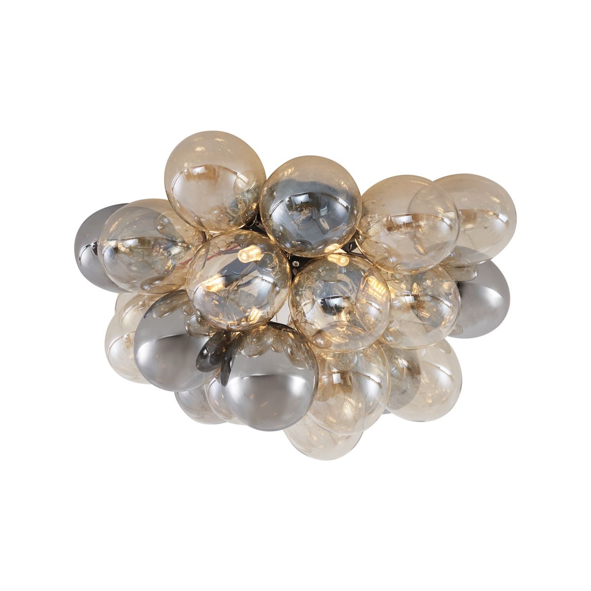 Design plafondlamp zwart met amber en smoke glas 6-lichts - Uvas