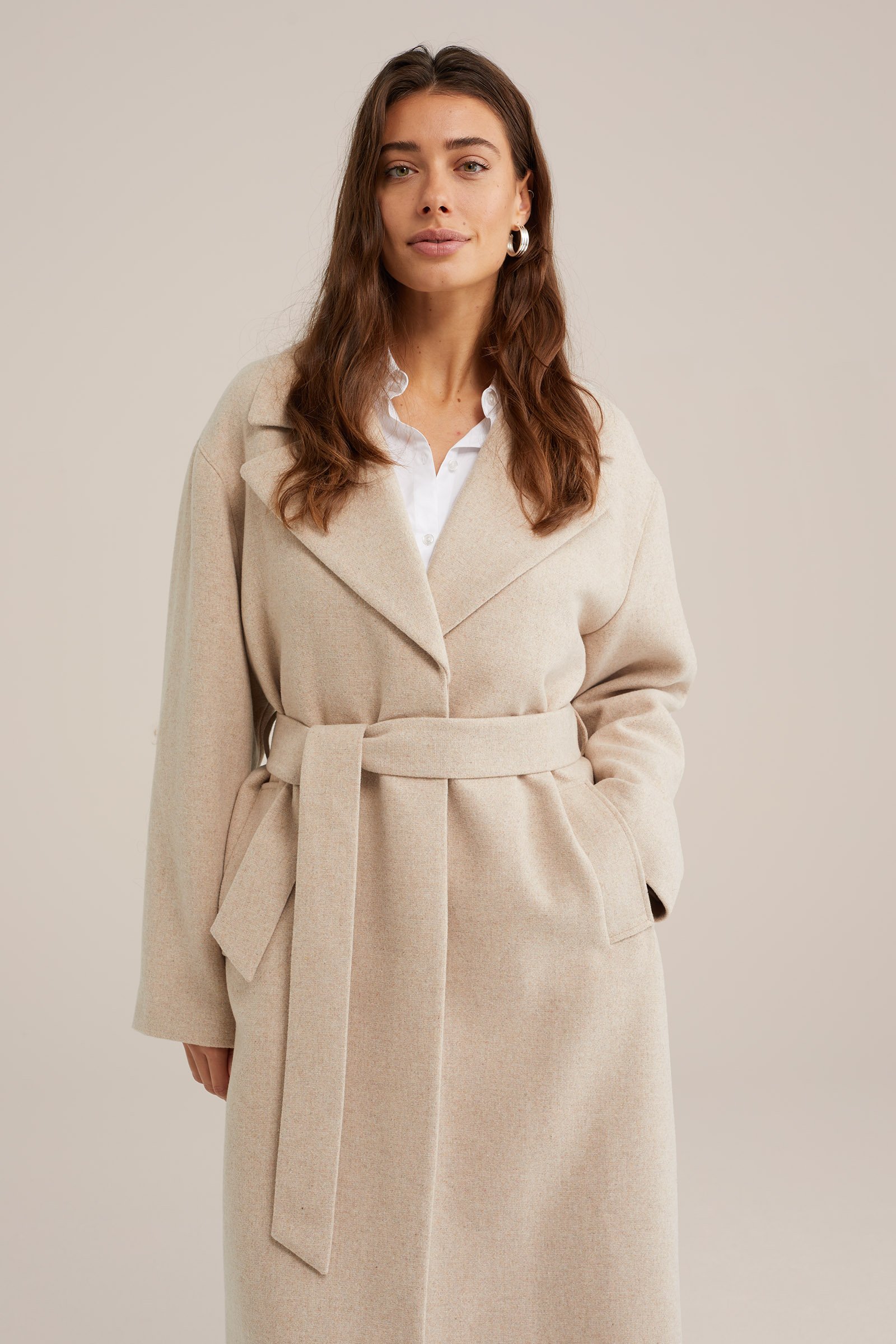 loose fit jas van wolmix WE Fashion Beige