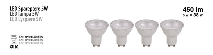 LED-spotpære GU10 5 W LED SMD 4 pk.