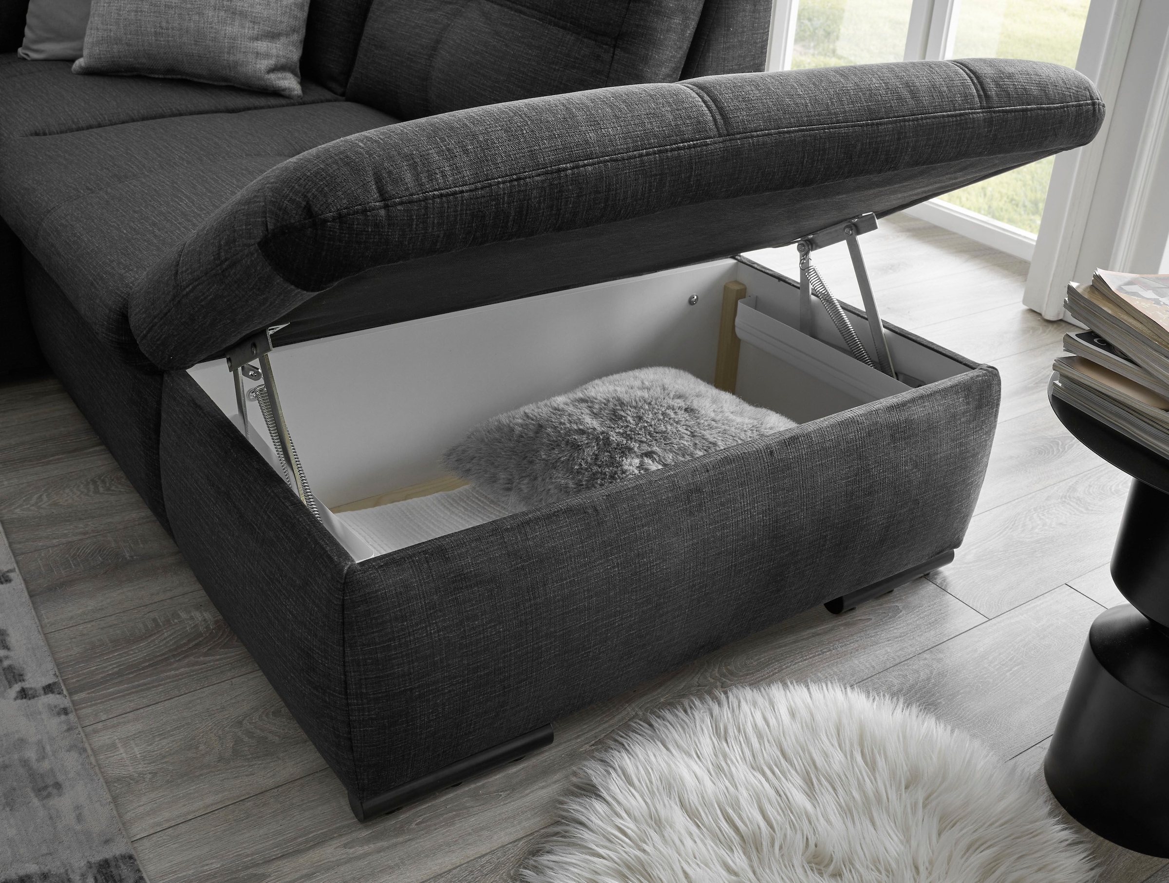 ED EXCITING DESIGN Wohnlandschaft »Alija U-Form« mit Bettfunktion, Bettkasten, Armteilverstellung & Kopfstützen