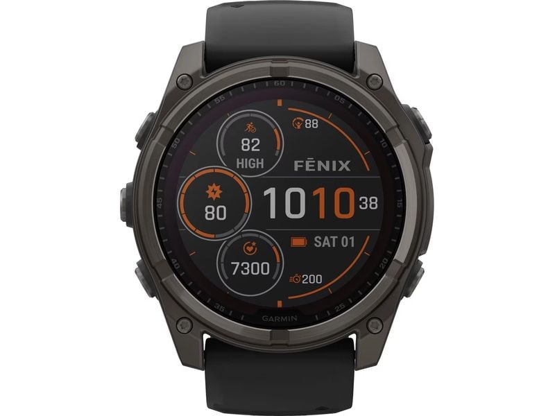 GARMIN Sportuhr Fenix 8 Solar Sapphire, 51 mm Schwarz GPS-Sportuhr