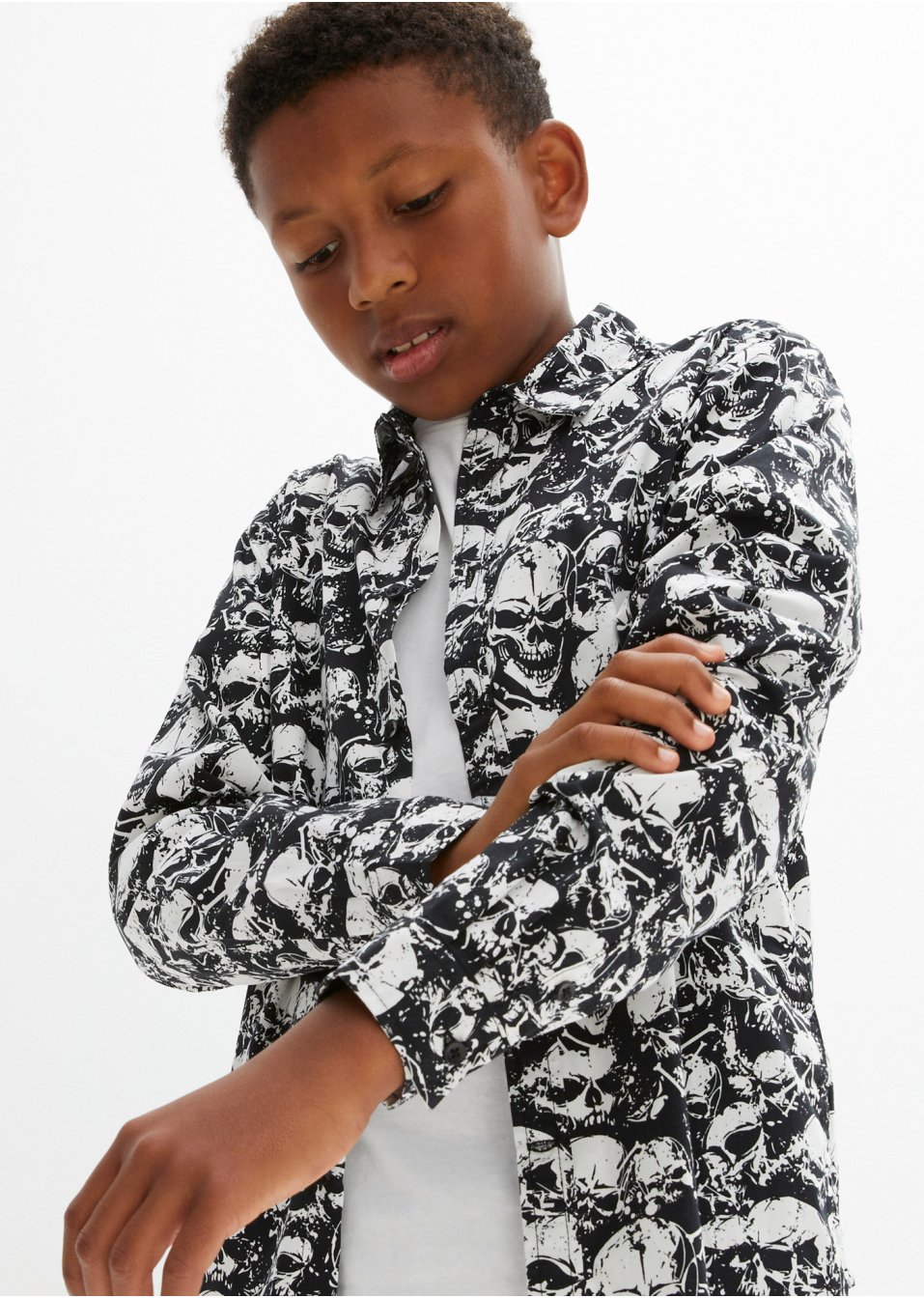 Chemise manches longues garçon avec imprimé, Slim Fit