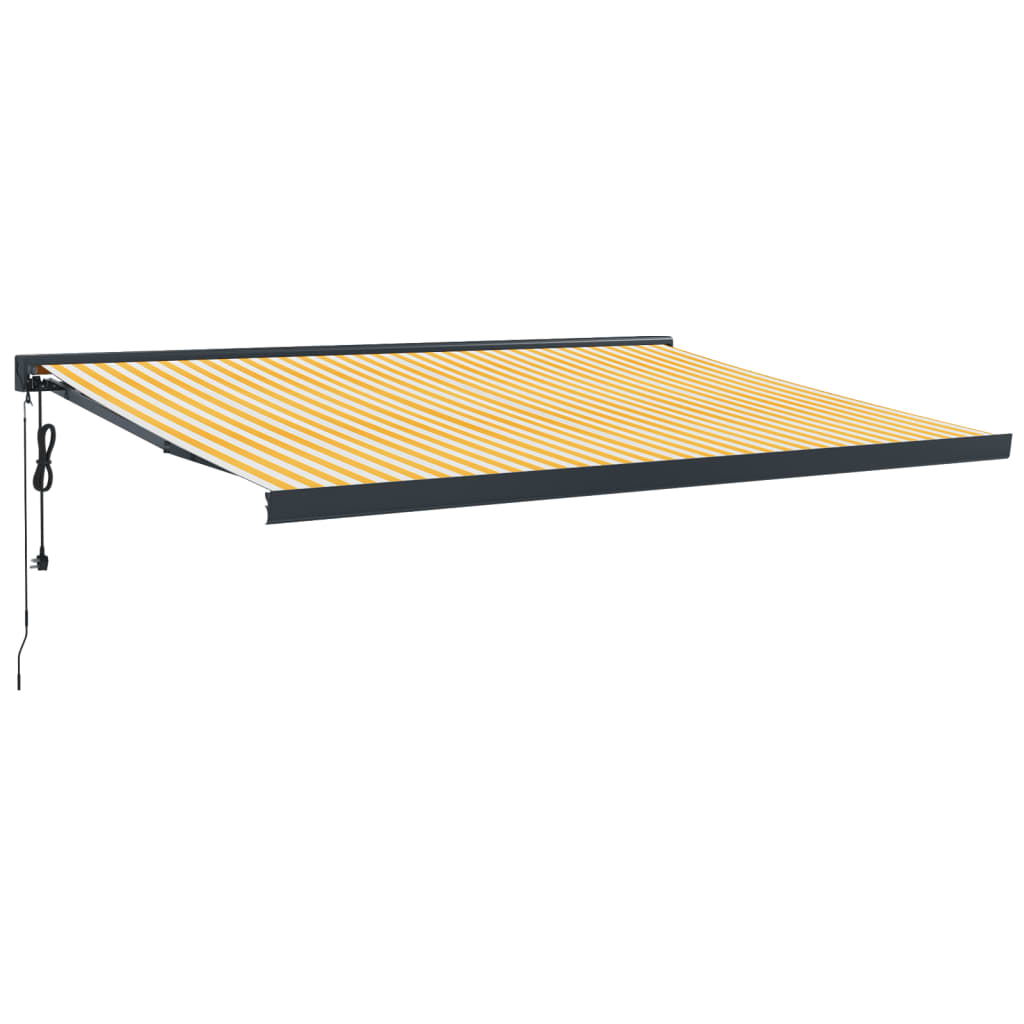 Auvent rétractable jaune et blanc 4x3 m tissu et aluminium