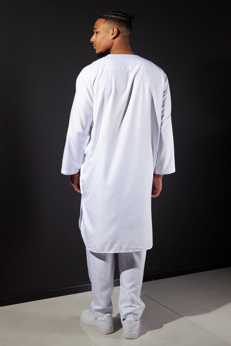 Ensemble 2 pièces qamis + pantalon blanc