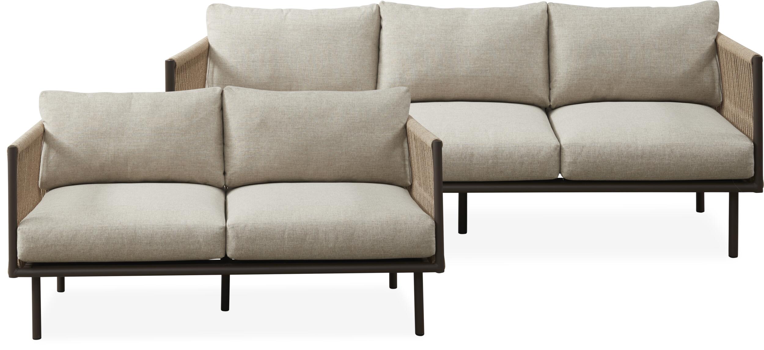 Oblic Loungehavesæt med 3 pers. loungesofa og 2 pers. loungesofa.