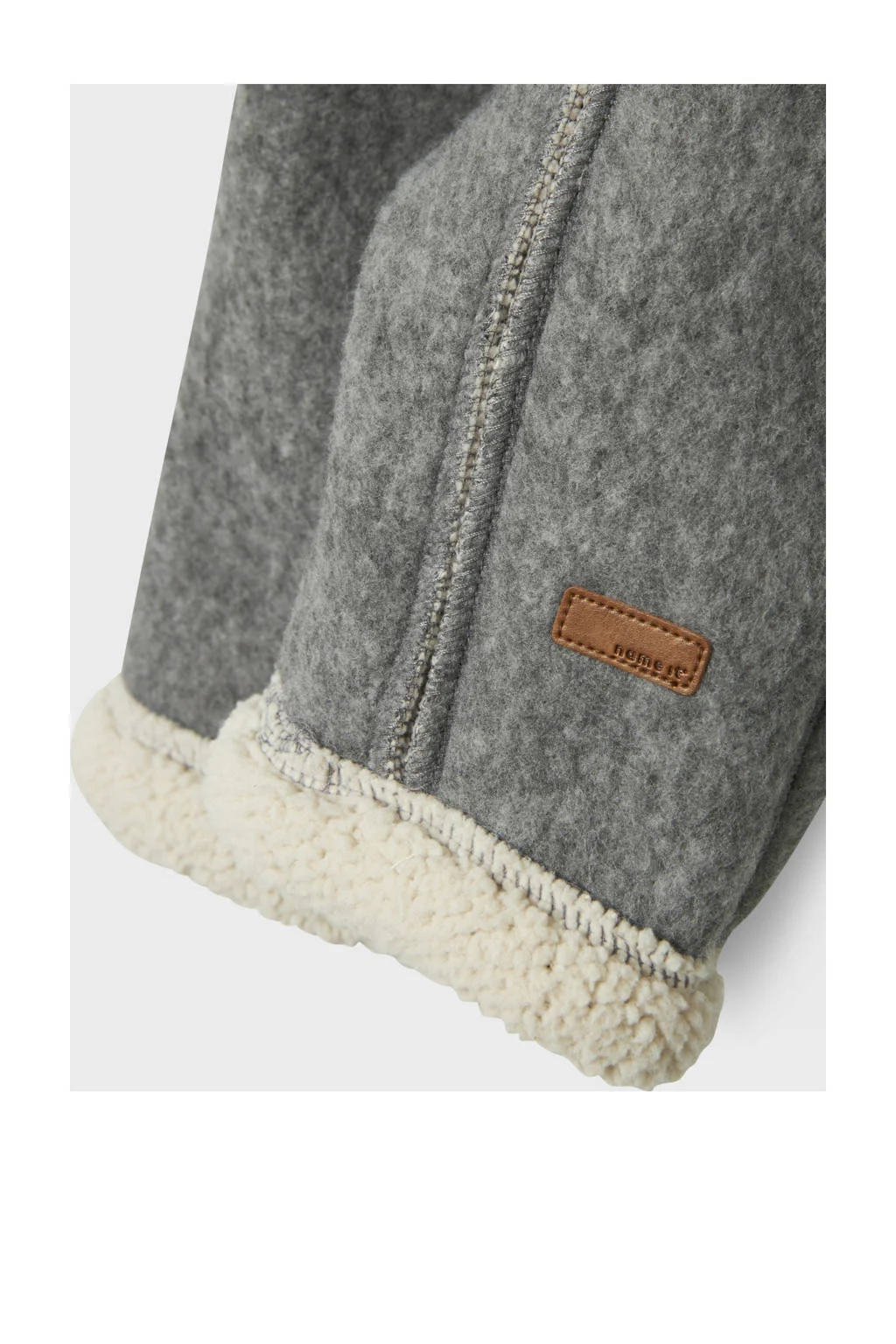 NAME IT BABY babypak met wol en teddy grijs/beige