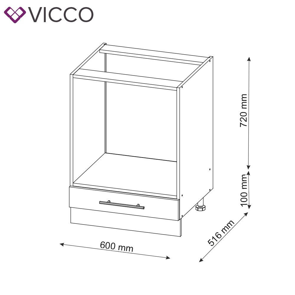 VICCO Herdumbauschrank 60 cm Weiß Küchenzeile Unterschrank Fame