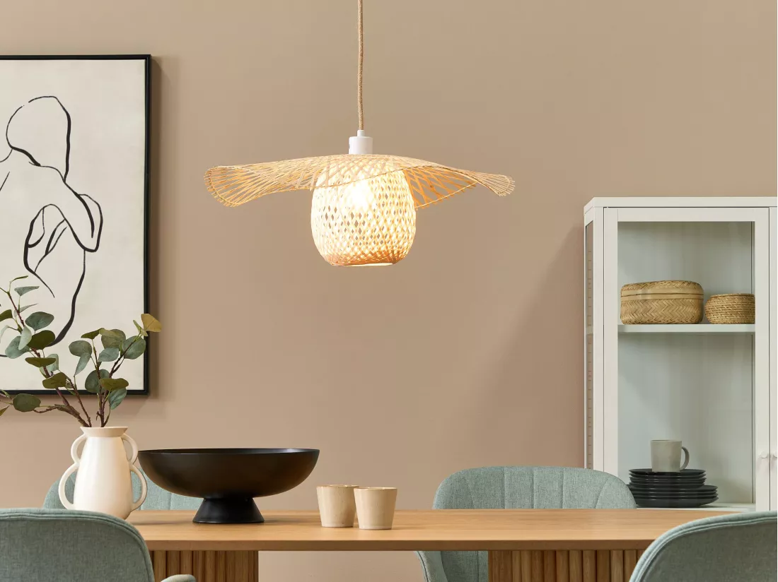 Lampe suspension BONITO Bambou Marron clair