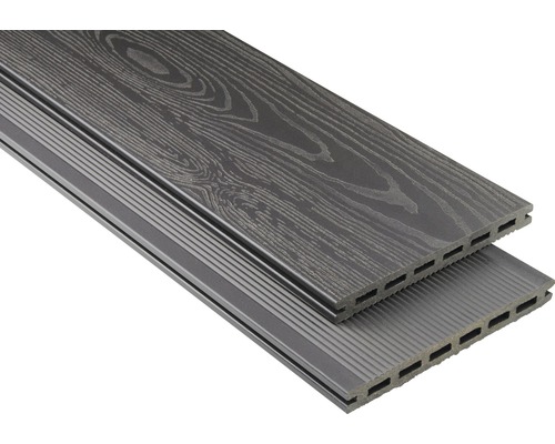Konsta WPC terrasplanken Extenso holle kamerprofiel structuur mat 20x190 mm (verkoop per meter van 1,00 m tot max. 6,00 m) donkergrijs