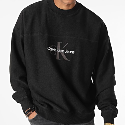 Sweat Crewneck Monologo Textured 1893 Noir