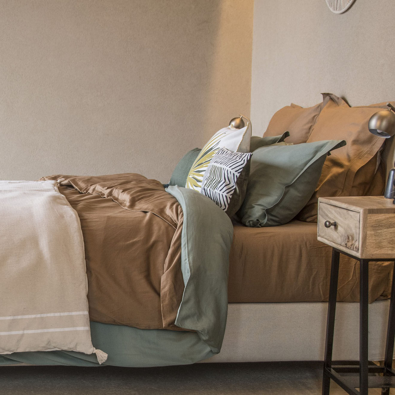 Febronie Housse de couette satin de coton Julia vert pistache