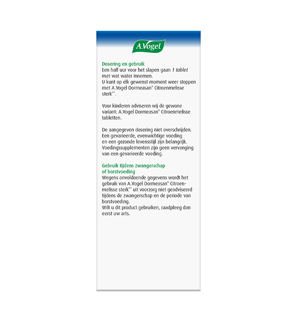A.Vogel Dormeasan Citroenmelisse Nachtrust Sterk (30 Tabletten)