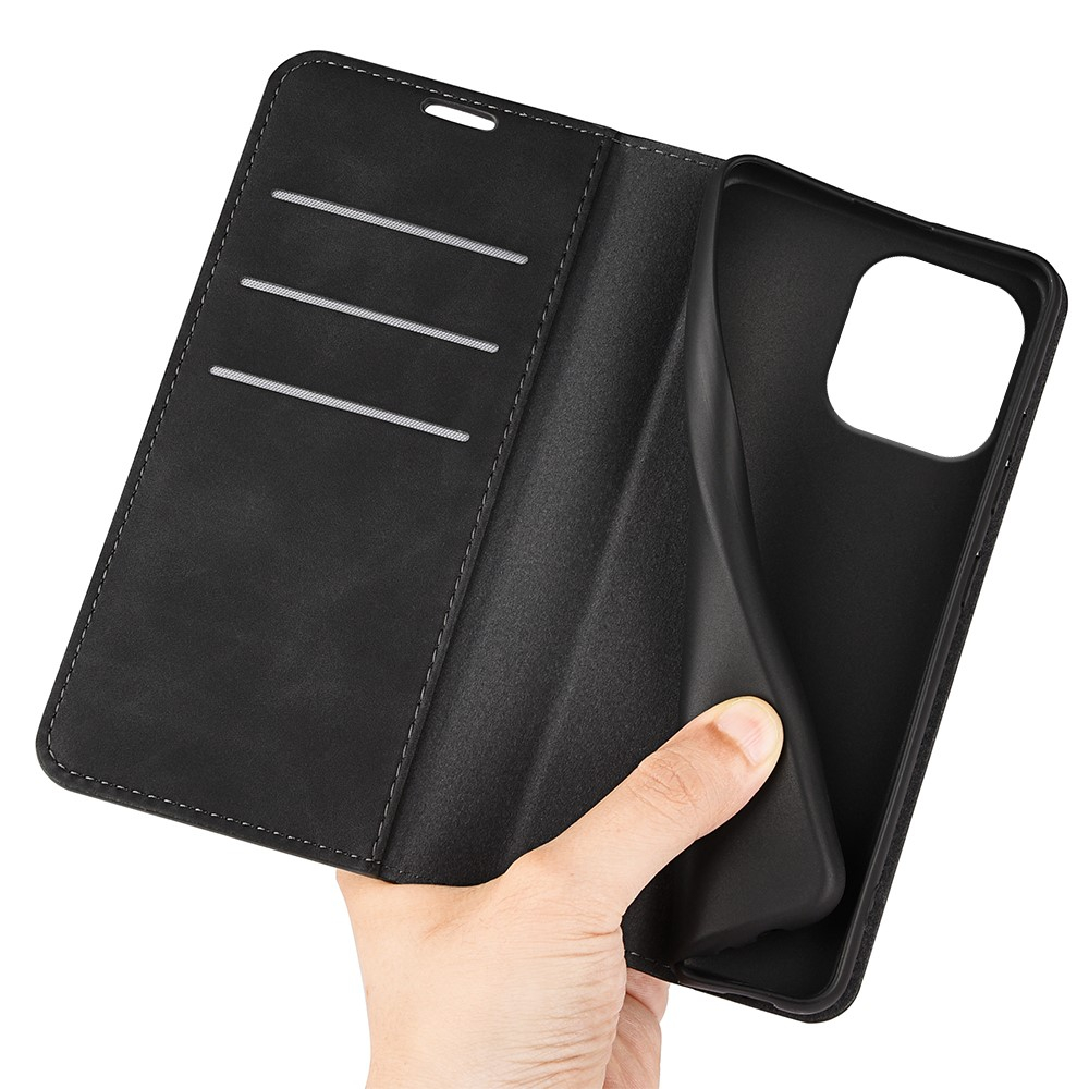 iPhone 16 Pro Vintage Leder Tasche Flip Cover Fashion Design - Schwarz