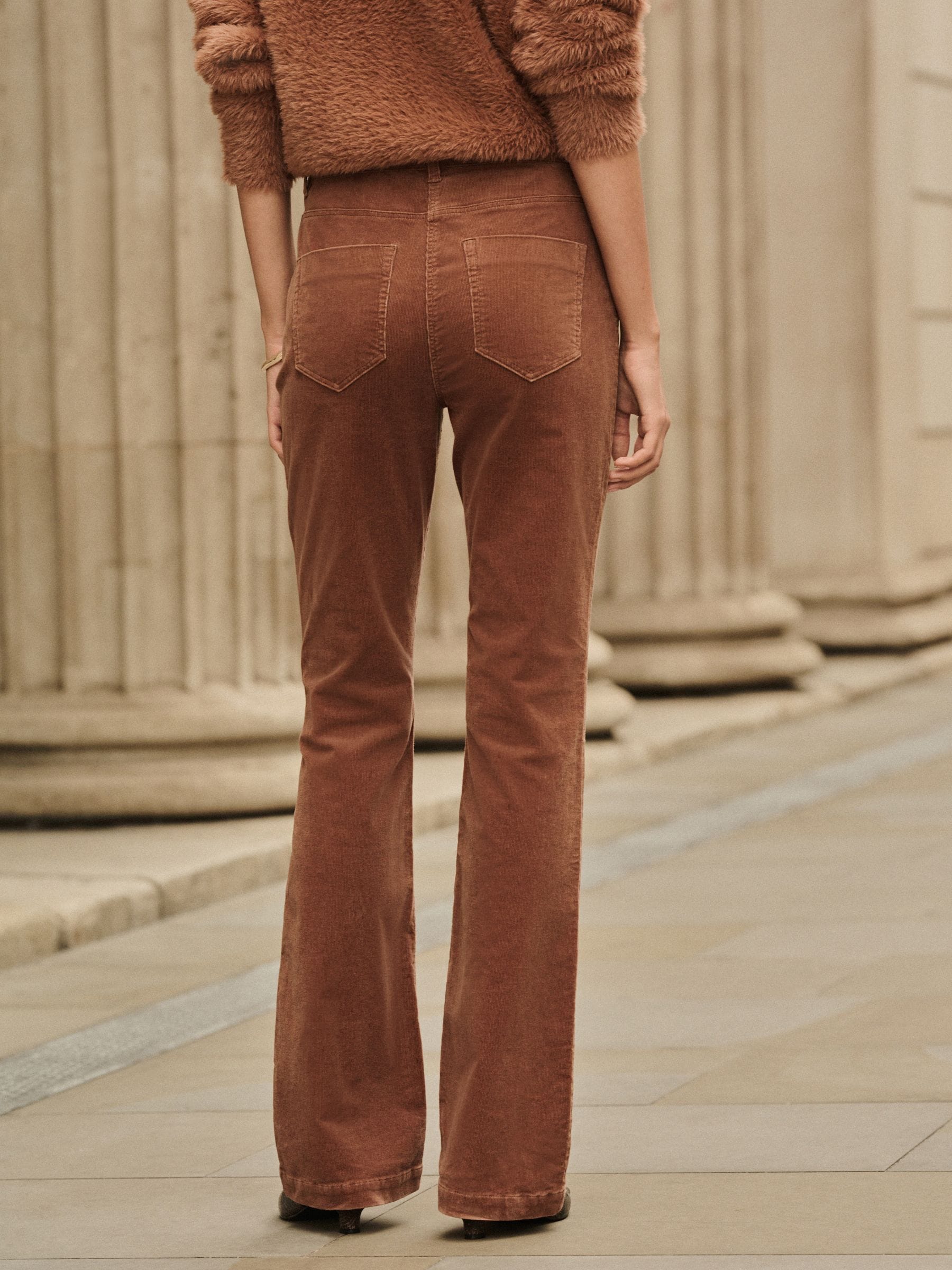 Lichtbruin - Corduroy boot cut broek