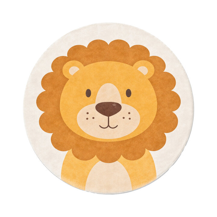 Rond wasbaar kindervloerkleed - Sammy Lion Bruin