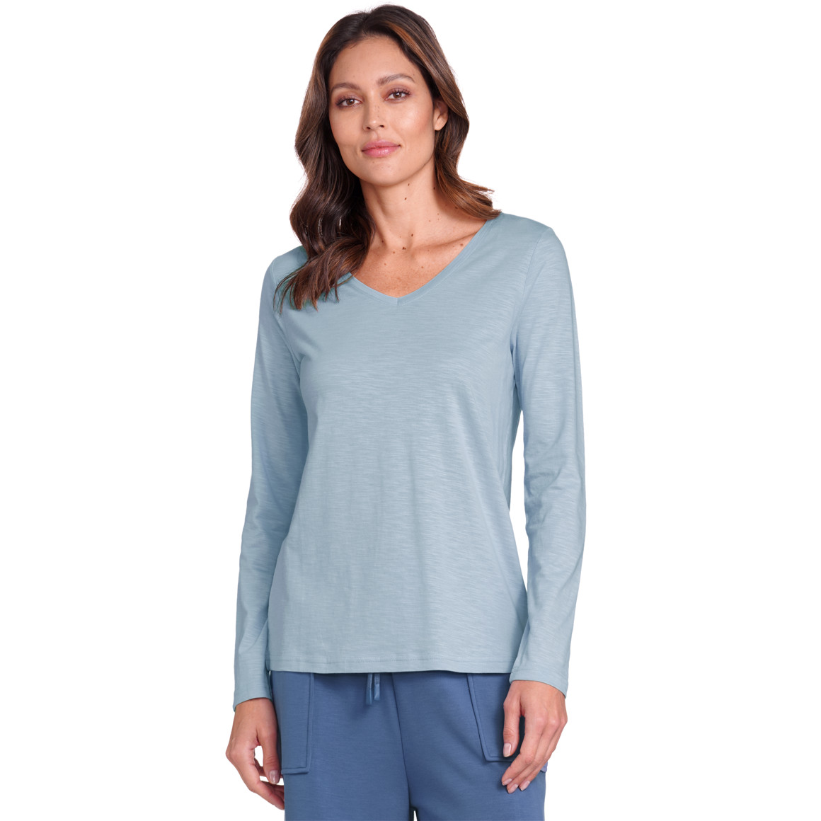 Gina Benotti Damen Langarmshirt aus Flammgarn hellblau