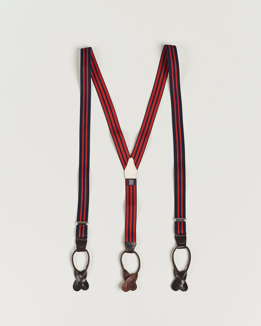 Albert Thurston Elastic Narrow Stripe Braces 25mm Navy/Red