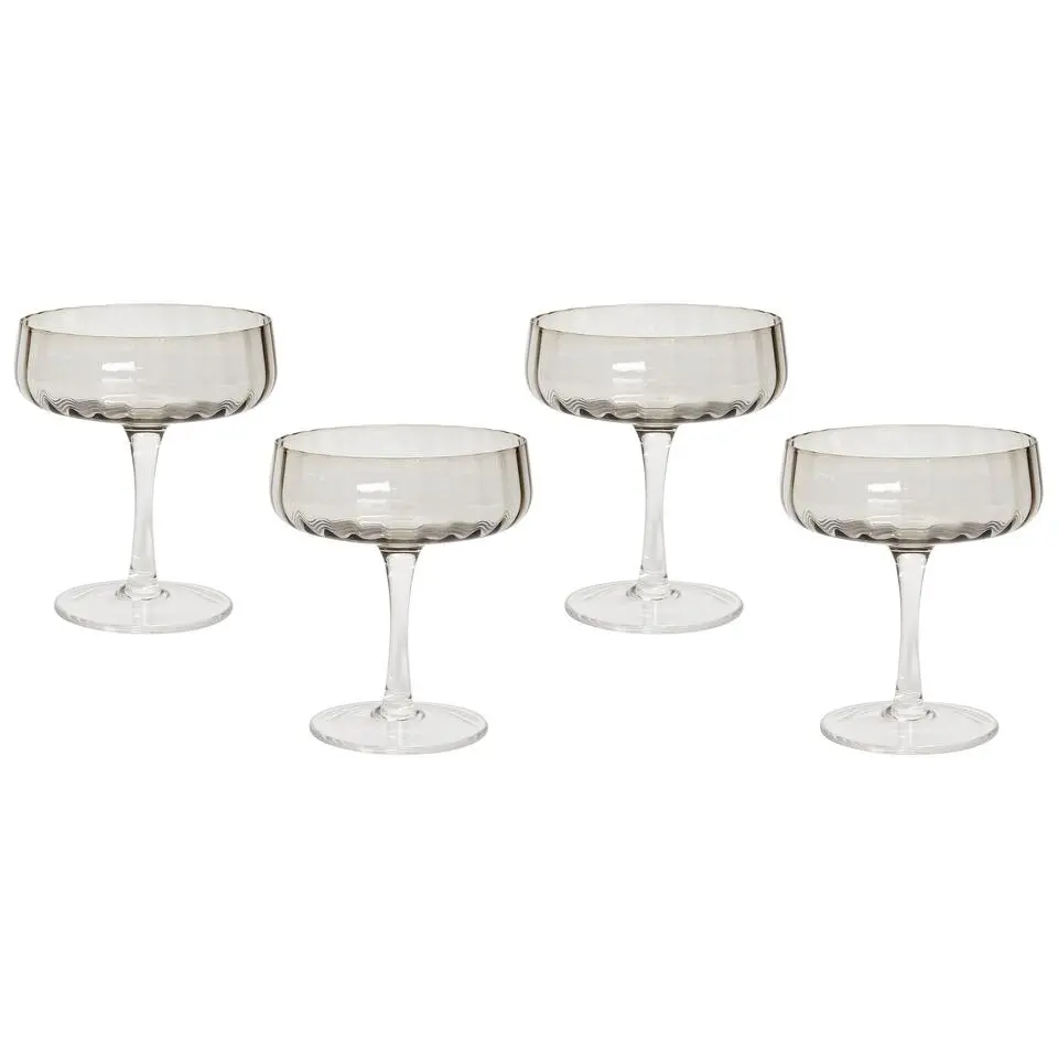 QUARTZ - Champagnecoupe set van 4 - Grijs - Glas