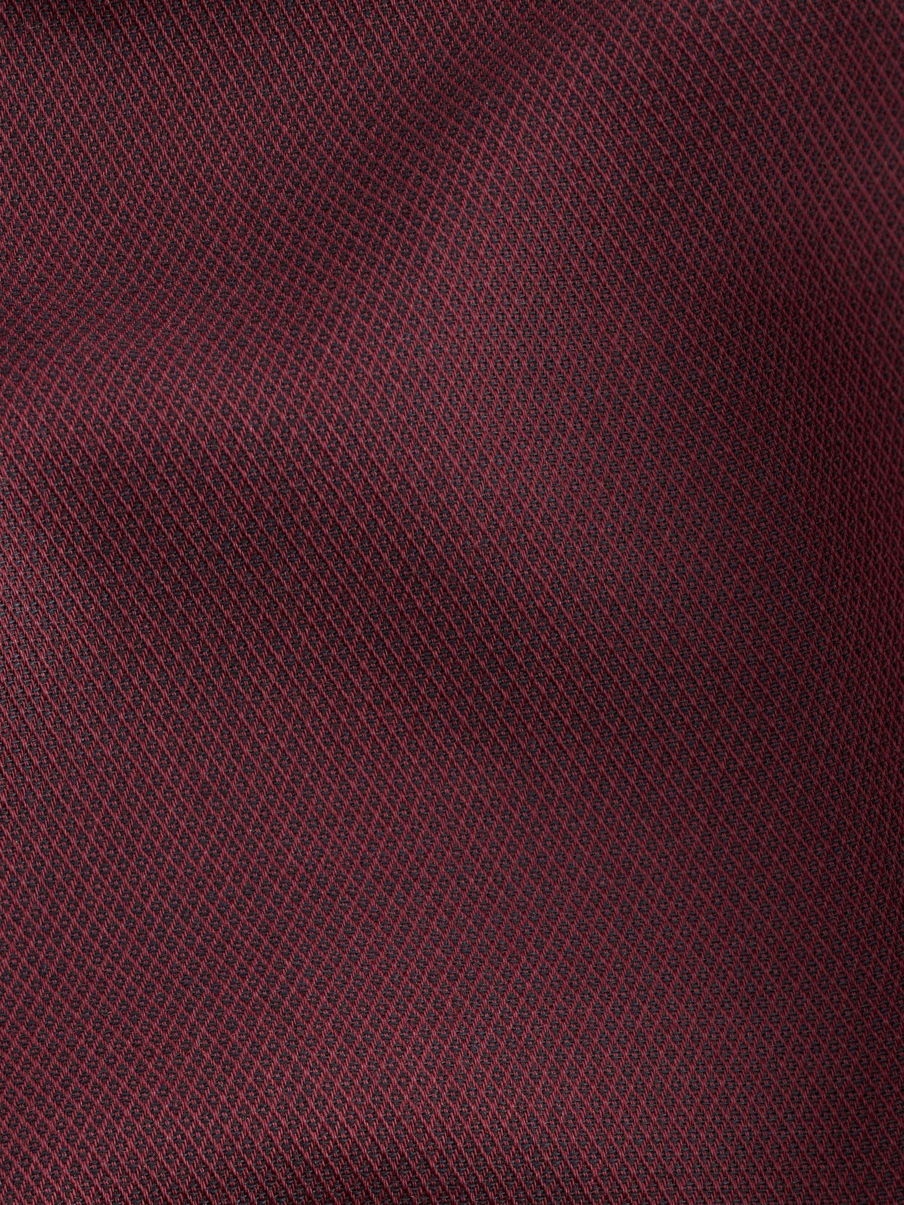 Bordeauxrood - Normale Pasvorm - Onderhoudsvriendelijk, getextureerd, slim fit overhemd met enkele manchet