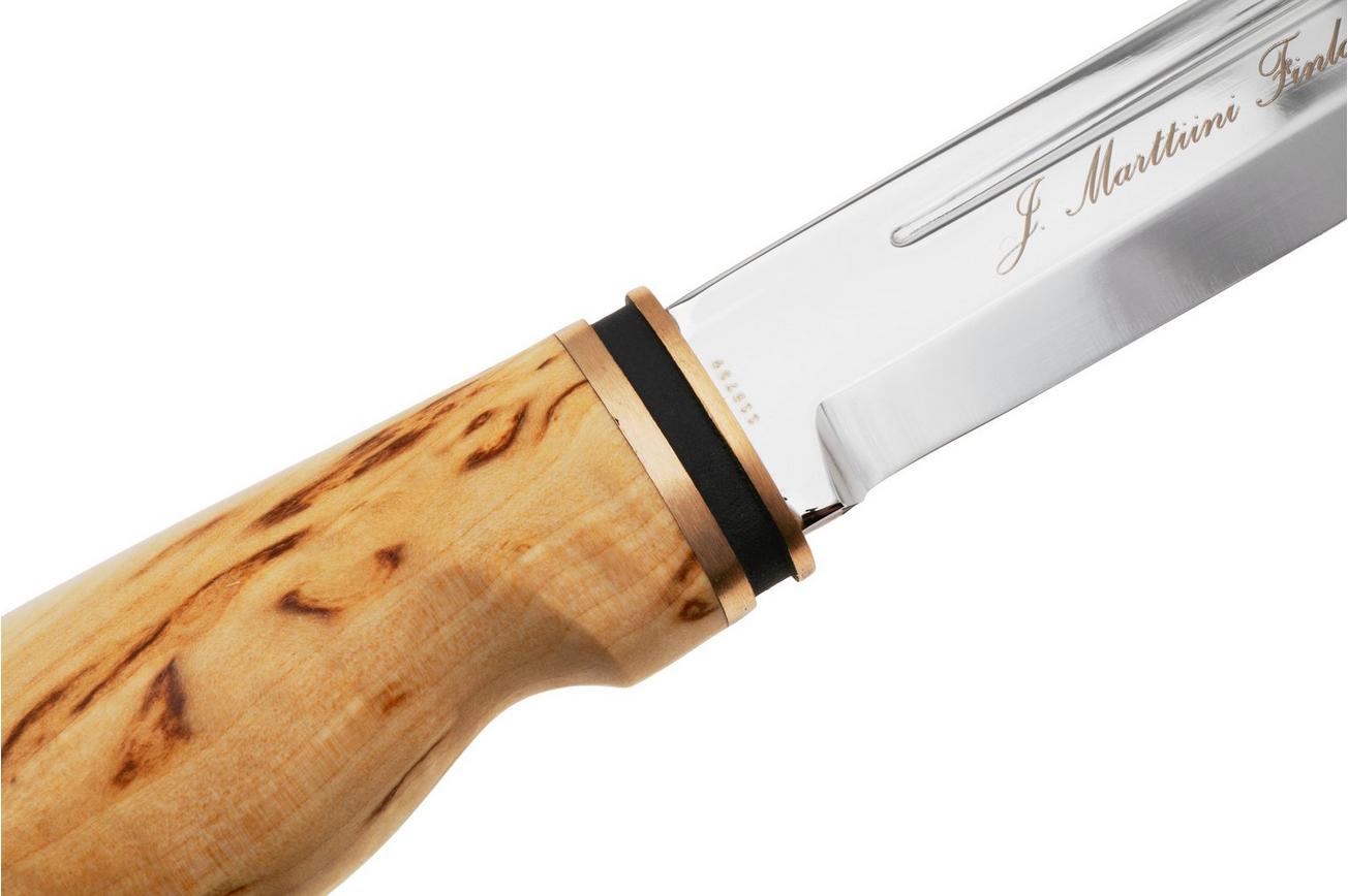 Marttiini Suomi-Finland 548018W Polished 1.4034, Bronze Curly Birch, vaststaand mes