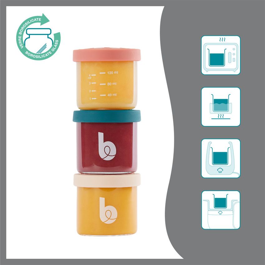 Lot de 9 pots de conservation Isy Bowls - 6 x 250 ml et 3 x 120 ml - Ecru