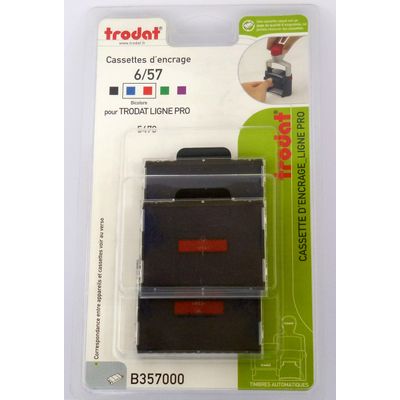 Trodat - 3 Encriers bicolores 6/57/2 recharges pour tampon 5470 - bleu/rouge