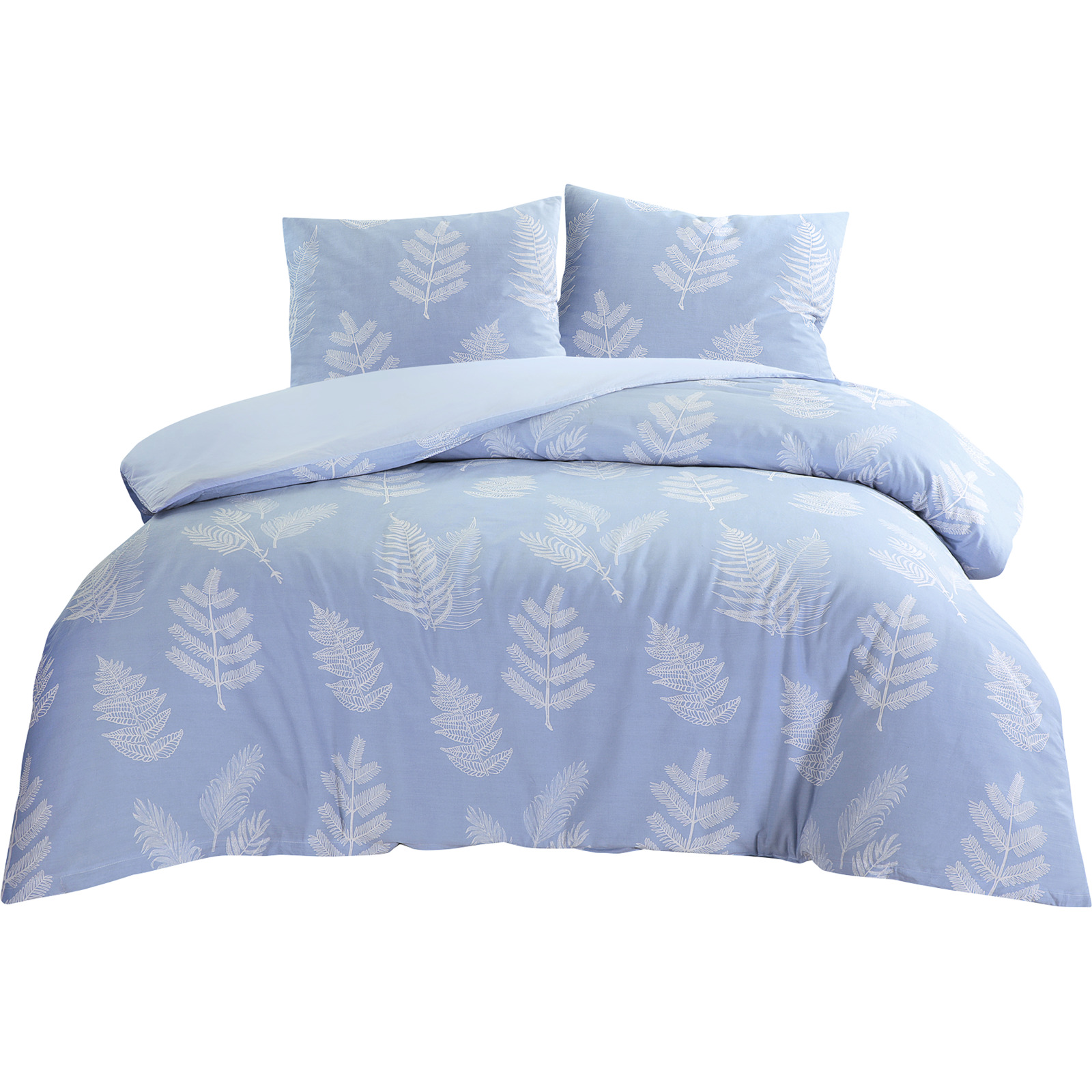 Bettwäsche blau mit Zweige 160x210 65x100 Bettanzug Nord