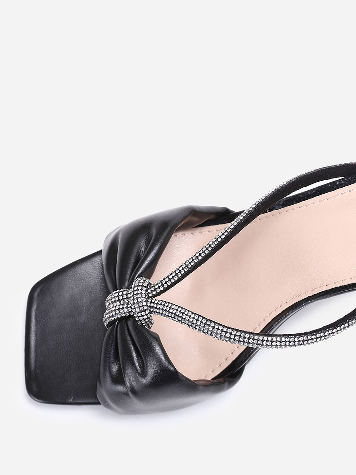 Mules carrées en simili à strass- Noir