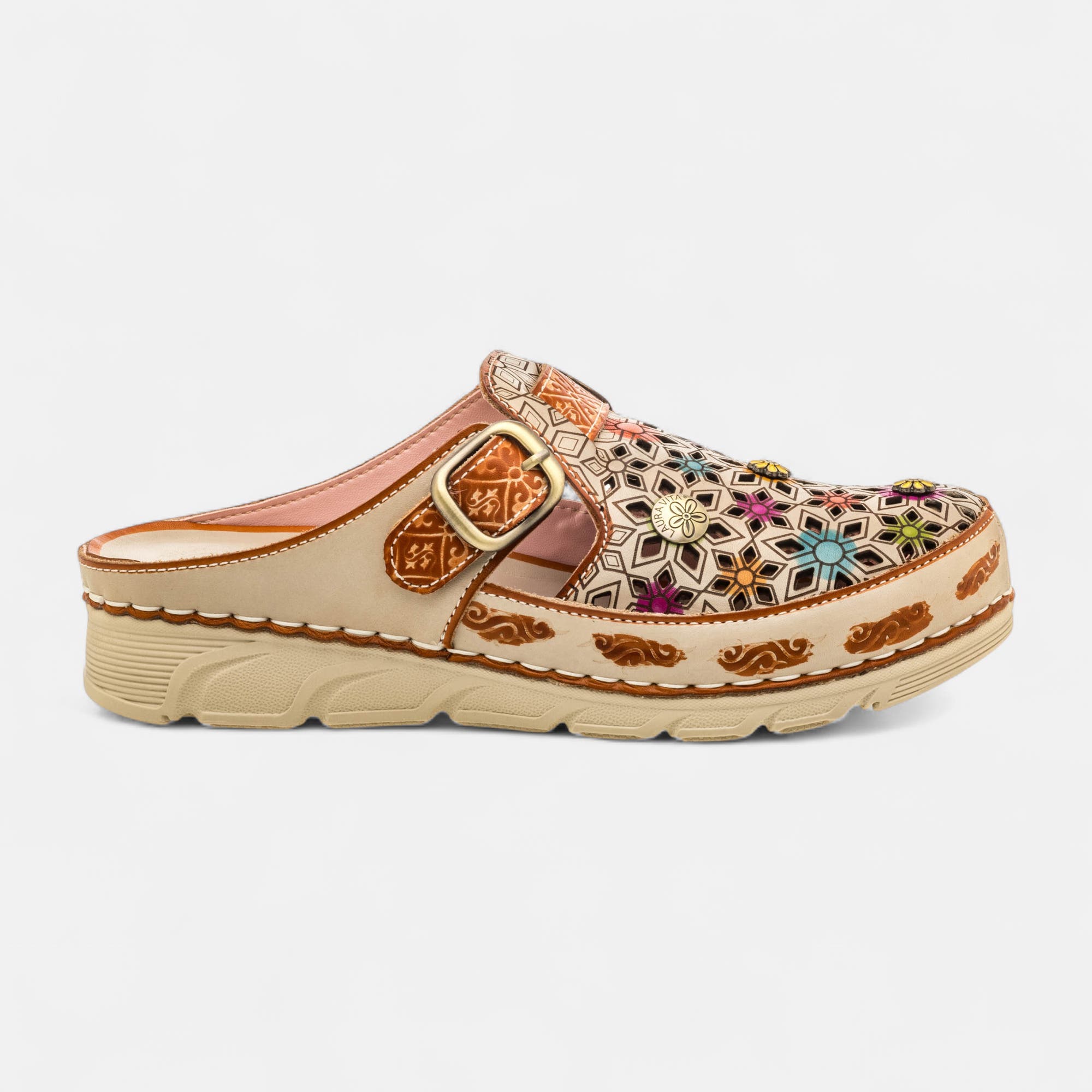 Mules Femme en cuir camel