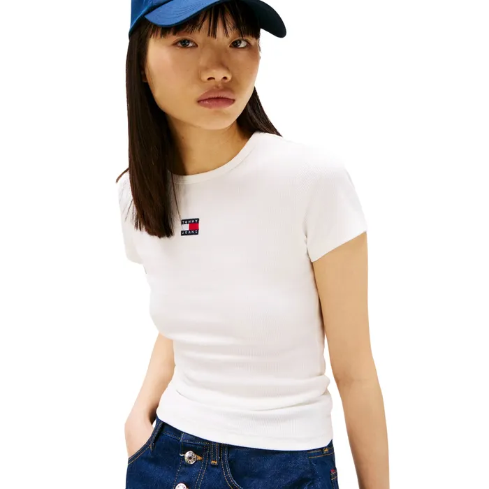 Tommy Hilfiger Slim Badge Ribbed Shirt Dames