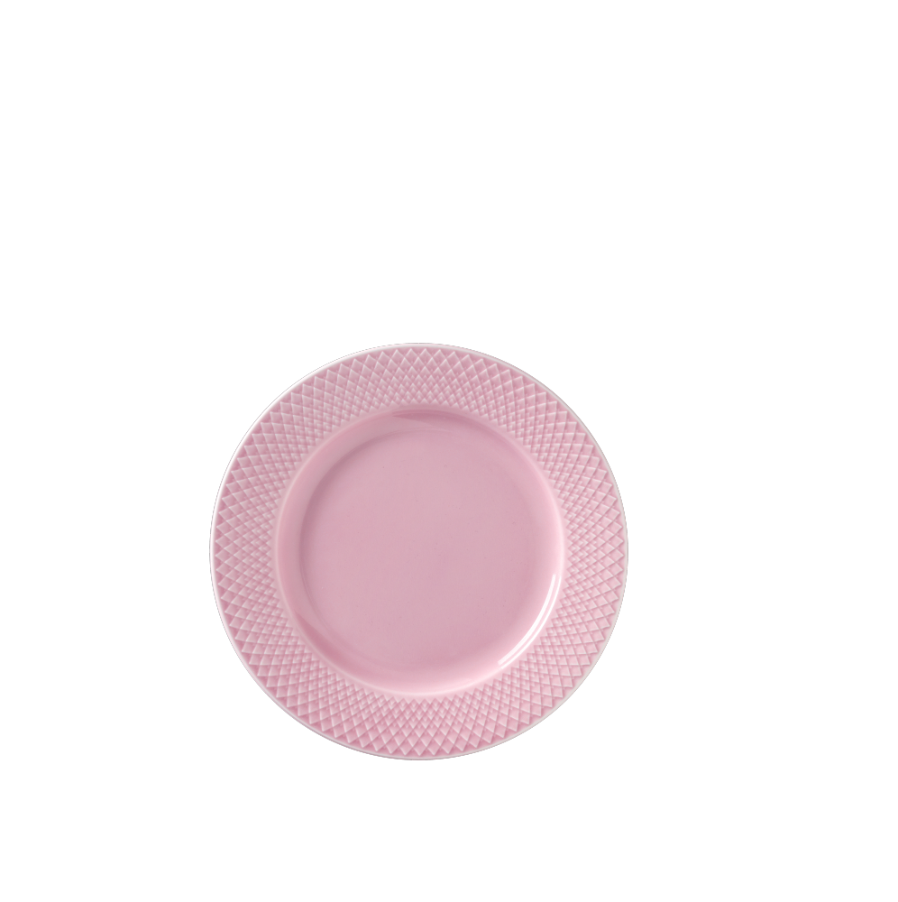 Lyngby Porcelæn  Rhombe Color frokosttallerken, rosa - Ø: 21 cm.