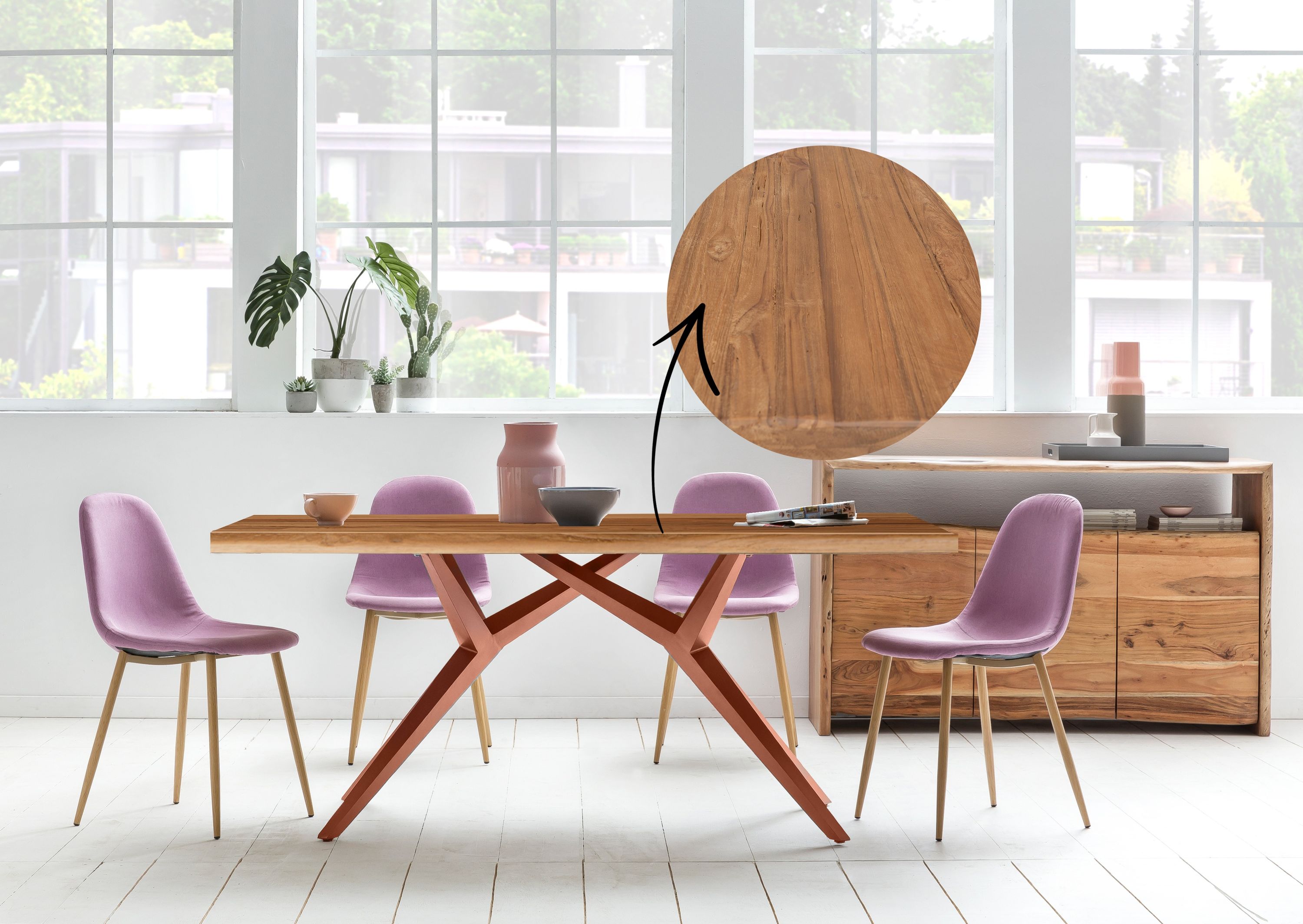 Tisch 200x100 Teak Holztisch Esstisch Küchentisch Wohnzimmertisch Speisetisch